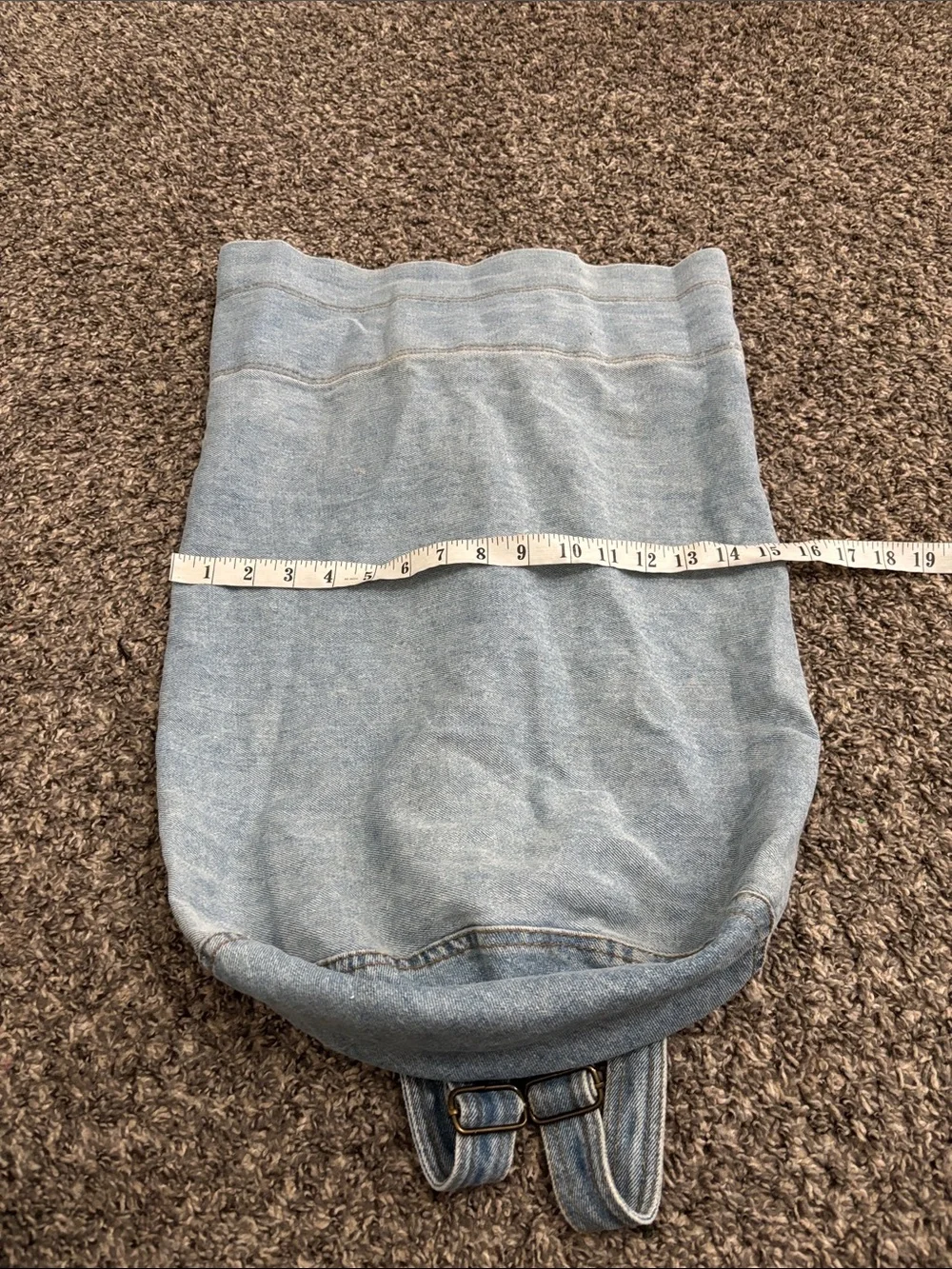 NY Line Denim Jean Cinch Napsack Backpack large boho vintage 90s school summer
